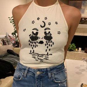 Stars & Moon cream white halter BRANDY Melville